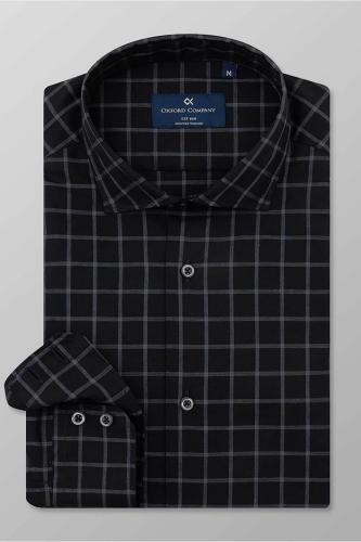 Oxford Company ανδρικό πουκάμισο με καρό σχέδιο Slim Fit - M134-RU21.02 Μαύρο
